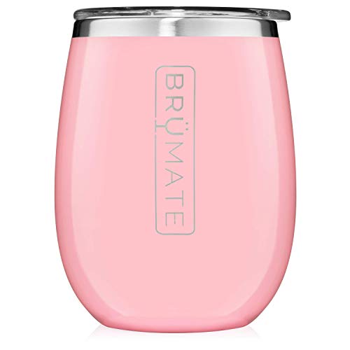 Product Cover BrüMate Uncork'd XL 14oz Wine Glass Tumbler With Splash-proof Lid - Made With Vacuum Insulated Stainless Steel (Blush)