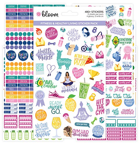 Product Cover bloom daily planners Health Wellness and Fitness Planner Stickers - Variety Sticker Pack - Six Sticker Sheets Per Pack!