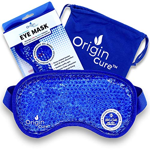 Product Cover Origin Cure Gel Beads Eye Mask Hot/Cold Reusable Cooling Eye Mask Cold Compress for Puffy Eyes, Dark Circles, Headache, Migraines, Sinuses, Dry Eyes, Blepharitis, Pink Eye, Allergies and Pain Relief