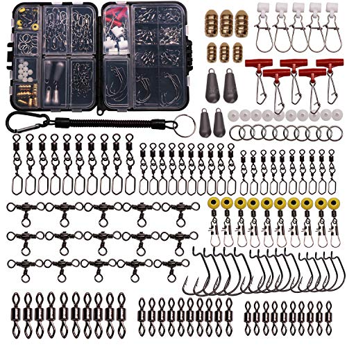 Product Cover SUPERTHEO Fishing Accessories Kit with Hooks, Bullet Bass Casting Sinkers, Fishing Swivels Snaps, Sinker Slides, Fishing Line Beads, Fishing Set with Tackle Box Lanyard