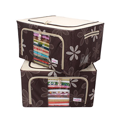 Product Cover BlushBees 55 Ltr Oxford Fabric Living Box Storage Boxes for Clothes, Saree Cover (Brown) - Pack of 2