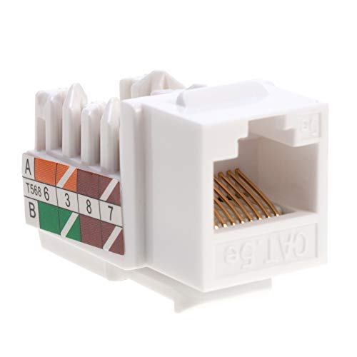 Product Cover Cat5e Ethernet RJ-45 Keystone Jack Cat5 Punch-Down Network White - Choose a Pack of 5/10/20/30/50 (50)
