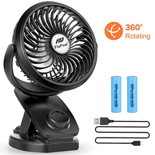 Product Cover Battery Operated Clip Fan - Mini Portable Desk Fan with Rechargeable 4400mA Battery Powered Fan for Outdoor Activities (Max 40Hours)
