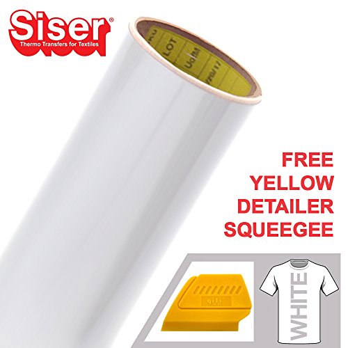 Product Cover Siser Easyweed 12 Inch x 5 Foot Heat-Transfer Vinyl Roll Including Hard Yellow Detailer Squeegee (White)