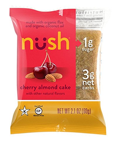 Product Cover Low Carb Keto Snack Cakes (Flax-Based) - Cherry Almond Flavor (6 Cakes) - Gluten Free, Soy Free, Organic, No Sugar Added - Great for Ketogenic, Low-Carb, Atkins, and Low-Sugar Diets