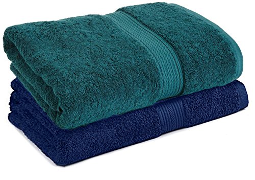 Product Cover Trella 100% Cotton 500 GSM Large Cotton Bath Towel Set - 2 Piece :: 140 x 70 cm (Green Blue)