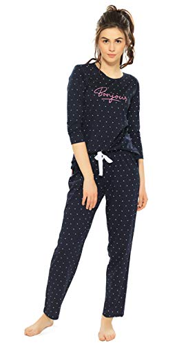 Product Cover ZEYO Women's Cotton Navy Blue & Cherry Pink Trinagle Print Night Suit