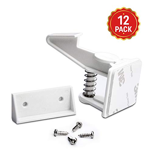 Product Cover Baby Safety Cabinet Locks 12 Pack White-Grandoto Baby Proofing & Child Safety Cabinets Drawer Locks,DIY Easy to Install,No Tooling, Stronger Safety!