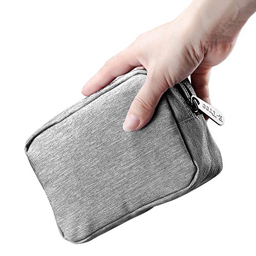 Product Cover E-Tree 7 inch Canvas Zippered Small Bag, Mini Travel Makeup Carrying Case, Cosmetic Bag, Portable Electronics Accessories Organizer, Tiny Coin Purse Wallet, Little Pouch for Little Items, Grey