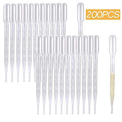 Product Cover 200PCS 3ml Disposable Plastic Transfer Pipettes, Moveland Calibrated Dropper Suitable for Essential Oils & Science Laboratory