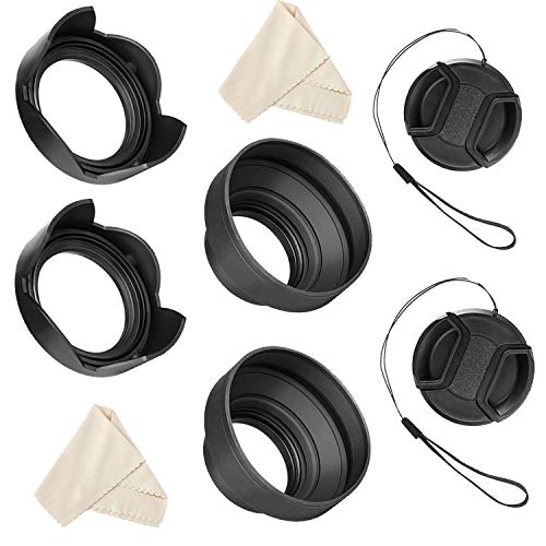 Product Cover 55mm and 58mm Lens Hood Set for Nikon D3400 D3500 D5300 D5500 D5600 D7500 DSLR Camera with AF-P DX NIKKOR 18-55mm f/3.5-5.6G VR and AF-P DX NIKKOR 70-300mm f/4.5-6.3G ED Lenses