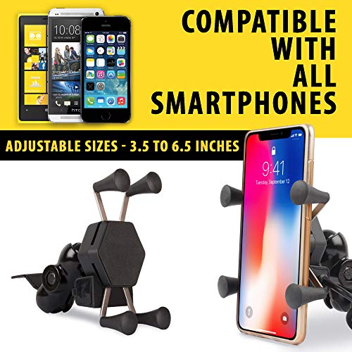Product Cover Autofy A-12 X-Grip Bike Mobile Charger & Phone Holder Bike Mobile Holder Version 2 for All Bikes Scooters (5V-2A Black)