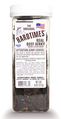 Product Cover Hard Times 8oz Jar Original Real Beef Jerky Sliced Hand Trimmed Dry Tough Jerky For HardTimes