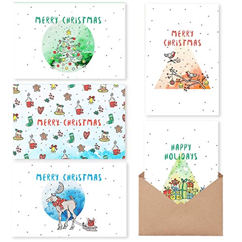 Product Cover MPFY- Holiday Cards, Christmas Cards, Pack of 30 with Envelope, Message Inside, 6 Unique Design, Christmas Cards Boxed, Christmas Card, Holiday Cards Bulk, Greeting Cards, Happy Holidays Cards, Xmas