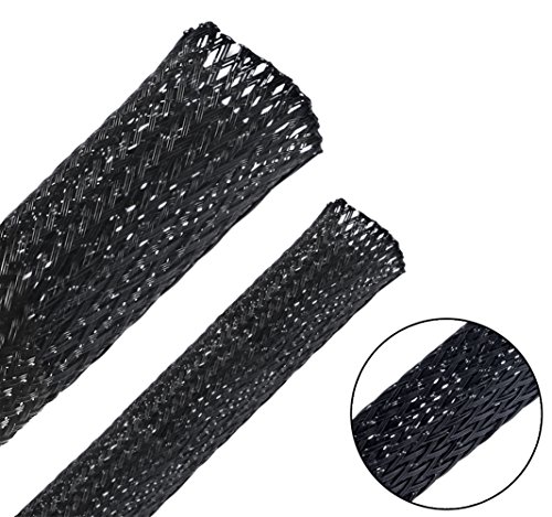 Product Cover Besteek 50ft - 1/2 Inch & 1/4 Inch Nylon Expandable Braided Cable Sleeving, Braided Wire Sleeve, Cable Sheath Mesh Wire Loom