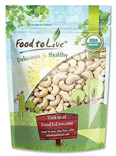 Product Cover Organic Cashews, 2 Pounds - Whole, Size W-240, Unsalted, Non-GMO, Kosher, Raw, Vegan, Bulk