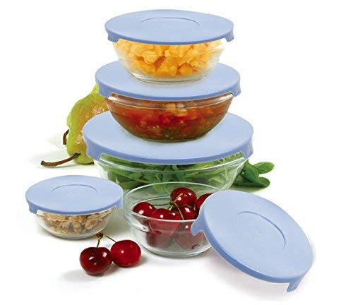 Product Cover HOMIES INTERNATIONAL Transparent Nesting Glass Mixing/Storage Bowls with Lids - Set of 5 Pieces
