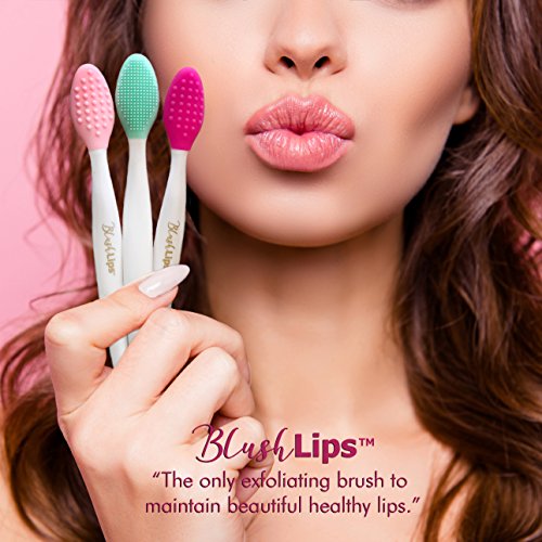 Product Cover BlushLips A Double-Sided Silicone Exfoliating Soft Lip Brush Applicator Wand Tool for Plump Smoother Fuller Lip Appearance (Pink)