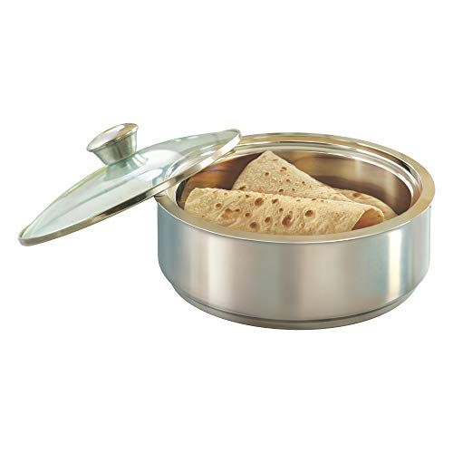 Product Cover Borosil Stainless Steel Insulated Roti Server, 1.1 litres, Silver
