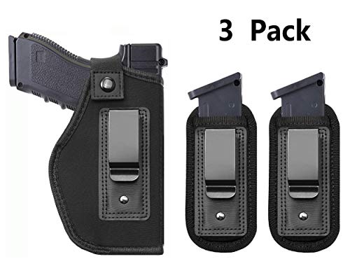 Product Cover Tenako Universal Magazine IWB Holster for Concealed Carry Pouch Single Double Stack Inside The Waistband Fits Firearms Glock 19 17 26 27 43 S&W M&P Shield 9/40 1911 Taurus PT111 G2 Sig Sauer Ruger