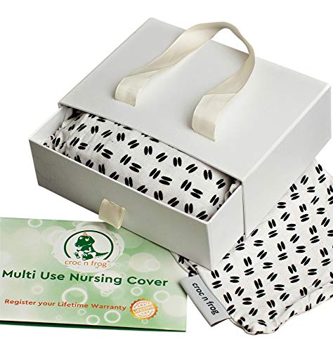 Product Cover Croc n frog 6-in-1 Nursing Cover for Breastfeeding, Baby CarSeat Cover, Carseat Canopy, Shopping Cart Cover, High Chair Cover or Infinity Scarf. Comes in Gift Pack for Baby Shower Gifts!