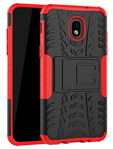 Product Cover Galaxy J7 Refine Case,J7 V 2018,Galaxy J7 Top,J7 Crown,J7 Aero,J7 Aura,J7 Eon,J7 Star Case, Yiakeng Shockproof Protective with Kickstand Phone Cases for Samsung J737V,J737T (Red)