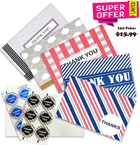 Product Cover Supremem Thank You Cards with Envelopes, 50- Tank You Notes with Bold Multicolored