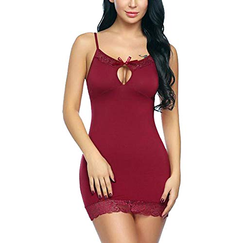 Product Cover Billebon Women's Lycra Silk Babydoll Dress with G-String Panty (Maroon, Free Size)