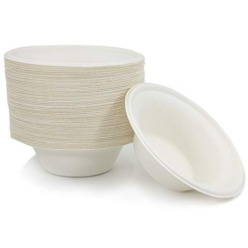 Product Cover 100 Biodegradable Eco Friendly Sugarcane Bowls, 12 OZ Bagasse Plant Based Compostable Disposable, Alternative to Paper and Foam Bowls
