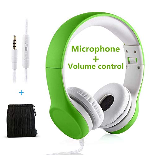 Product Cover Kids Headphones Volume Limited ，Yusonic Over The Ear Foldable Headphones with Share Connector for Boys Girls Children (Green 2)