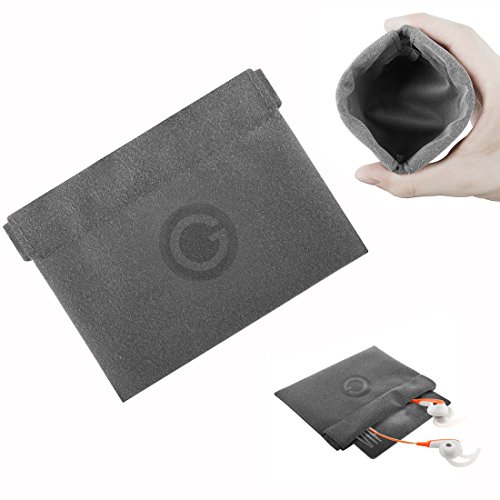 Product Cover Geekria Snap Pouch for Earbuds, Coins, in-Ear Headphone Organizer Pouch Bag, Universal Earplugs Protective Pouch, Pocket Earphone Case, Coin Purse Change Holder, Portable Travel Bag (Gray Microfiber)