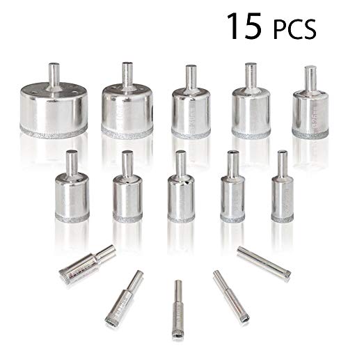 Product Cover Diamond Drill Bits Set,Joylike 15pcs Tile Hole Saw 6-50mm Hollow Core Extractor Remover Tools for Tile Marble Glass Ceramic and Porcelain