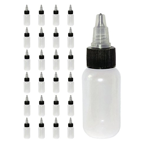 Product Cover 510 Central Boston Round LDPE Plastic Bottle Twist Top Cap 30mL Made in USA (1oz, 25 Pack)