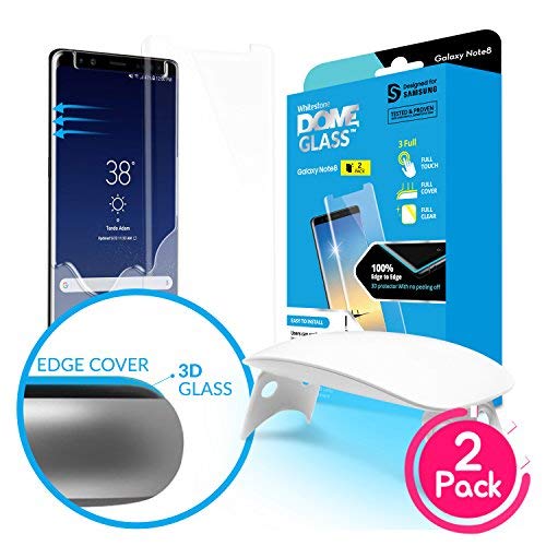 Product Cover Galaxy Note 8 Screen Protector, [Dome Glass] Full 3D Curved Edge Tempered Glass Shield [Liquid Dispersion Tech] Easy Install Kit by Whitestone for Samsung Galaxy Note 8 (2017) - 2 Pack