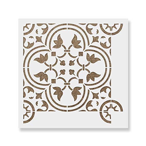 Product Cover Rosario Tile Stencil - Reusable Floor & Backsplash Scandinavian Tile Stencils for Home Decor, Furniture, and Walls 16