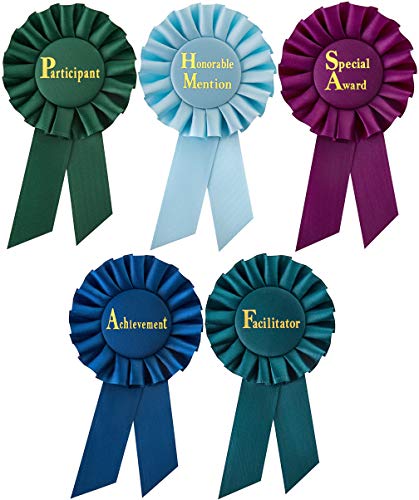 Product Cover Rosette Award Ribbons Multipurpose - Participant - Honorable Mention - Special Award - Achievement - Facilitator - Set for Ceremonies and Events 6 inch by Clinch Star