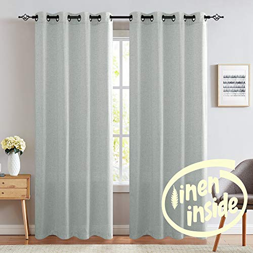 Product Cover jinchan Linen Curtains for Living Room Drapes Flax Window Curtain Panels for Bedroom 1 Pair 84