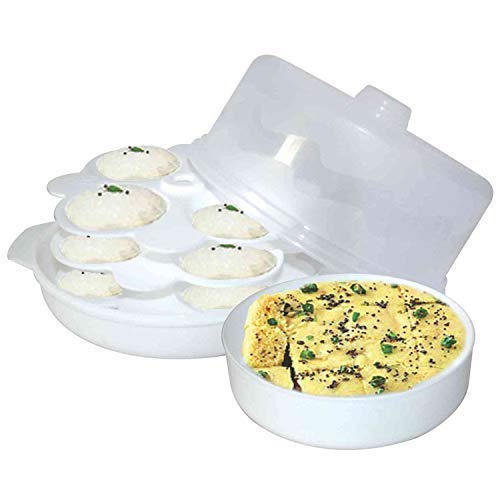 Product Cover Wonder Plastic Healthy Big IDLI DHOKLA Maker Combo Set for Microwave, Diwali Gift Item, 12 Moulds 1 Pc,