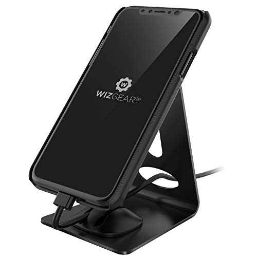 Product Cover Cell Magnetic Phone Stand, WizGear Premium Phone Holder for iPhones, Android Smartphones & Mini Tablets -Sturdy Metal Phone Stand for Desk with Smart Cord Holder, Magnetic Cell Phone Mount