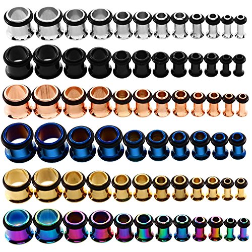 Product Cover KUBOOZ 9pairs Stainless Steel Single Flared Ear Plugs Kit Tunnels Gauges Stretcher Piercings Mixed Size 14G-00G