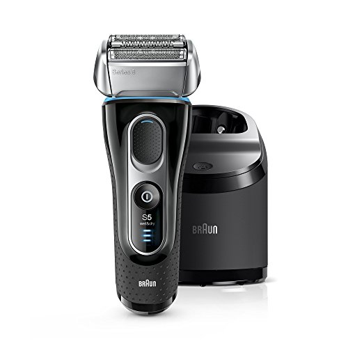Product Cover Braun Electric Razor for Men, Series 5 5195cc Electric Shaver With Precision Trimmer, Rechargeable, Wet & Dry Foil Shaver, Clean & Charge Station & Travel Case