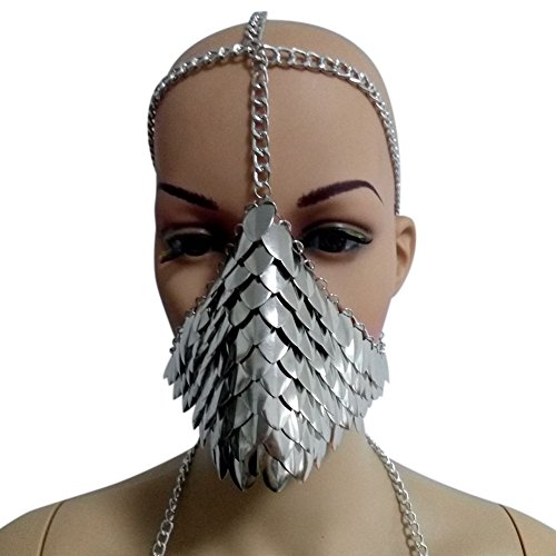 Product Cover Aoile Unique Metal Head Chain Mask Face Jewelry for Halloween Cospaly Party Fancy Dress Ball Gift
