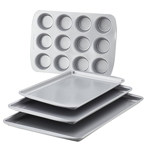 Product Cover Farberware Nonstick Bakeware 4-Piece Baking Sheet Set, Gray - 47360