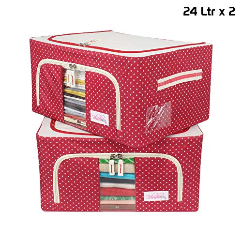 Product Cover BlushBees® Living Box - Cloth Storage Bags, Wardrobe Organizer - 24 Litre, Pack of 2, Polka Dots Red