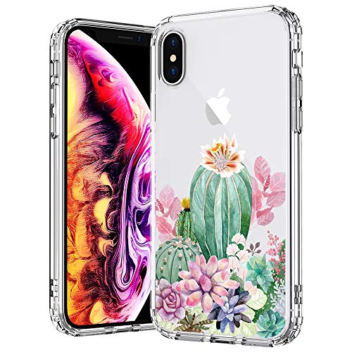 Product Cover MOSNOVO Case for iPhone Xs/iPhone X, Tropical Cactus Cacti Succulents Pattern Clear Design Printed Plastic Hard with TPU Bumper Protective Case Cover for Apple iPhone X/iPhone Xs