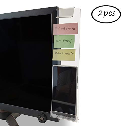 Product Cover MINSA Fashion Multifunction Utility Acrylic Transparent Computer Monitors Side Panel/Memo Pads/Message Boards/Sticky Boards for Computer Screen, 1 Set (Left & Right) (Phone Holder)