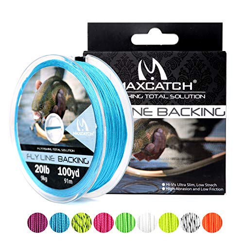 Product Cover M MAXIMUMCATCH Maxcatch Braided Fly Line Backing for Fly Fishing 20/30lb(White, Yellow, Orange, Black&White, Black&Yellow) (Blue, 20lb,300yards)