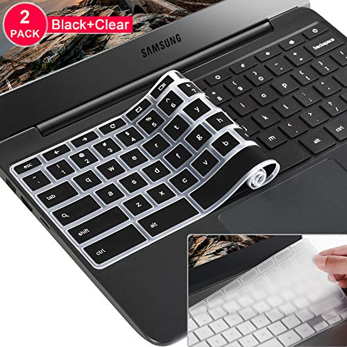 Product Cover [2 Pack]Samsung chromebook 4 keyboard cover skin for Samsung Chromebook 11.6/15.6 inch Chromebook 2 XE500C12, Chromebook 3 XE500C13,Chromebook Plus V2 2-in-1 XE520QAB 12.2(Clear and Black)