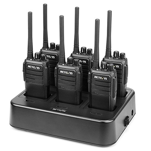 Product Cover Retevis RT21 Two Way Radios Long Range FRS Walkie Talkies Rechargeable Hands Free 2 Way Radios(6 Pack) with Six-Way Multi Gang Charger