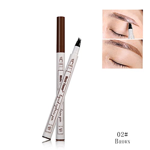 Product Cover Music Flower Liquid Tattoo Eyebrow Pen With Four Tips Brow Pen, Long-lasting Waterproof Brow Gel for Eyes Makeup-Brown
